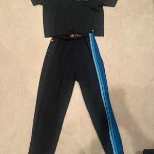 Aviator Nation Dark Navy and Blue Striped Sweatset